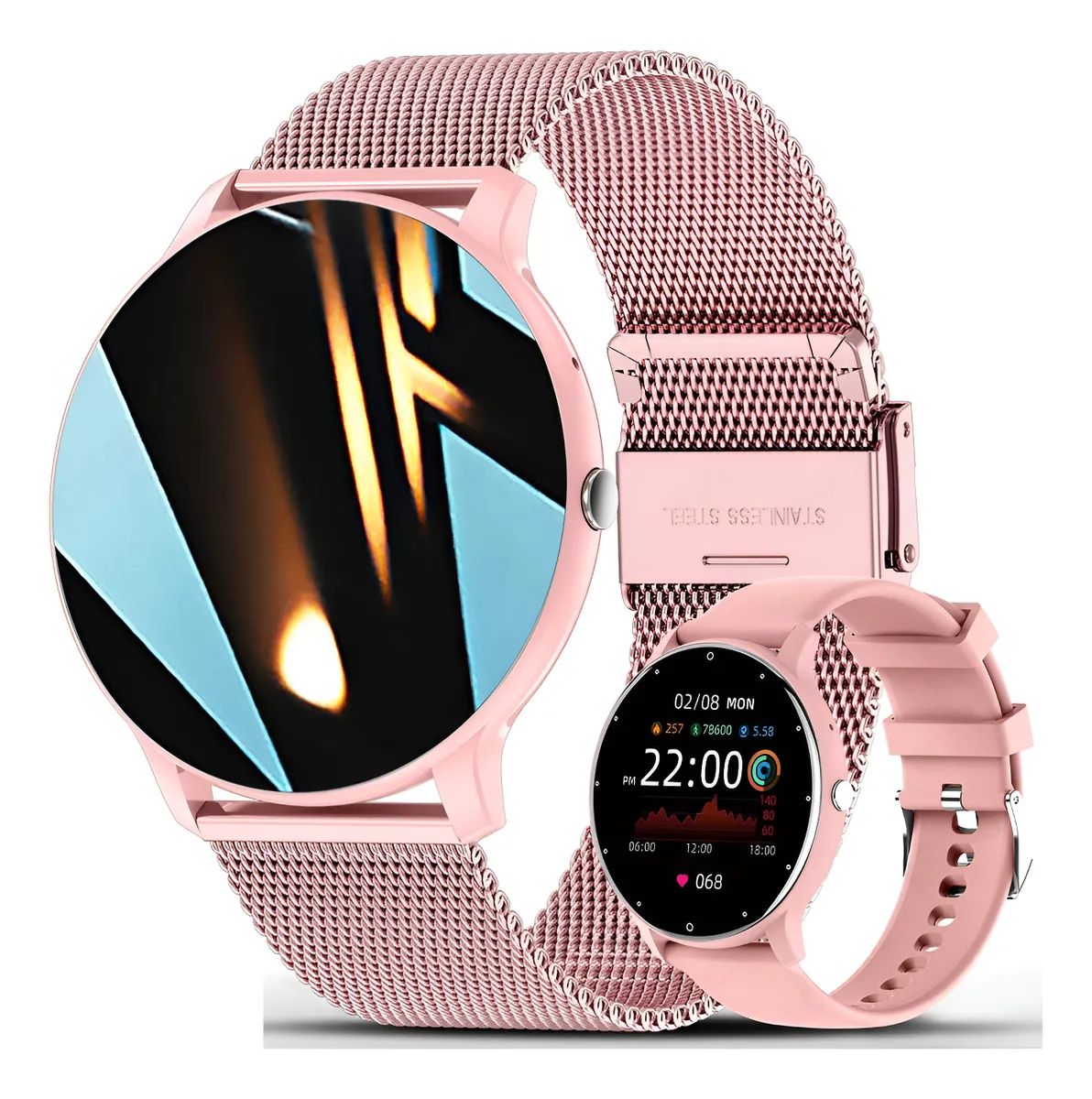D_NQ_NP_2X_889591-MLB89446688293_082025-F-relogio-inteligente-mulher-smartwatch-esportivo-redondo-rosa