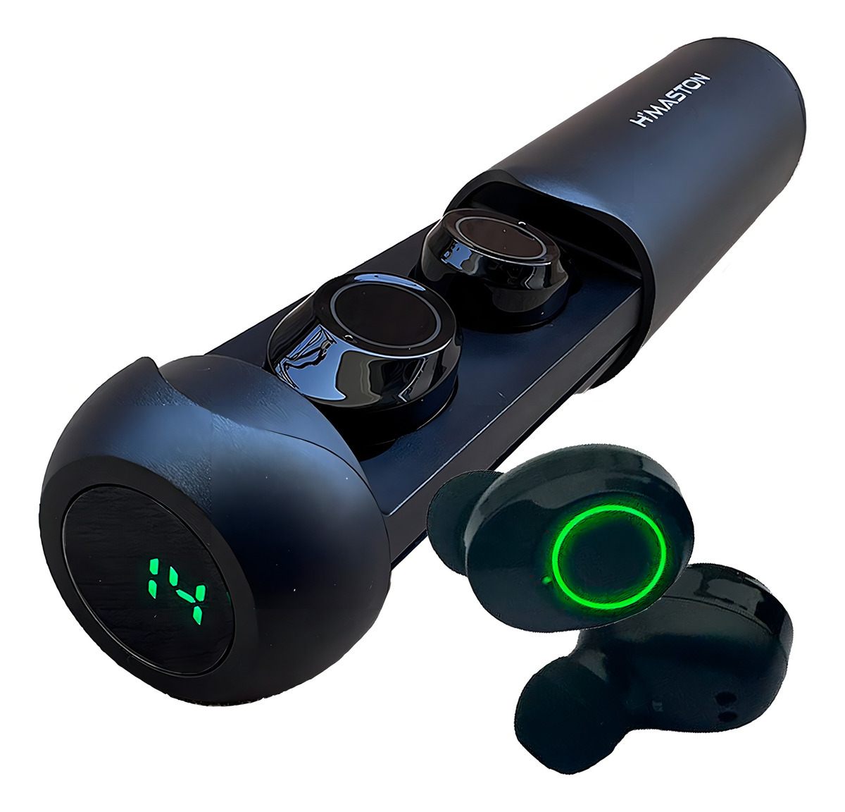 Fone De Ouvido In-ear Gamer Sem Fio H’maston In-ear F915 Preto Com Luz Verde-limão Led