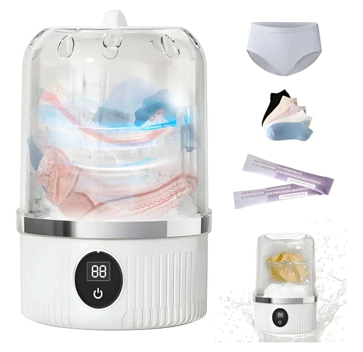 Mini Lavadora Portátil Para Roupas Íntimas E Meias 7.4v Blanco
